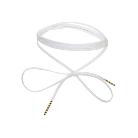 White Suede Wrap Choker Necklace With Gold Detail - Picture 5 of 6